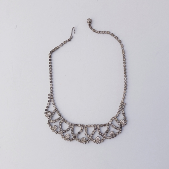 PRINCESS NECKLACE choker vintage  silvertone 16" - Picture 5 of 9